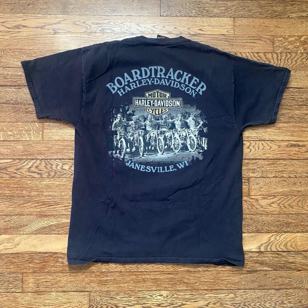 Harley Davidson Men's Black and Navy T-shirt